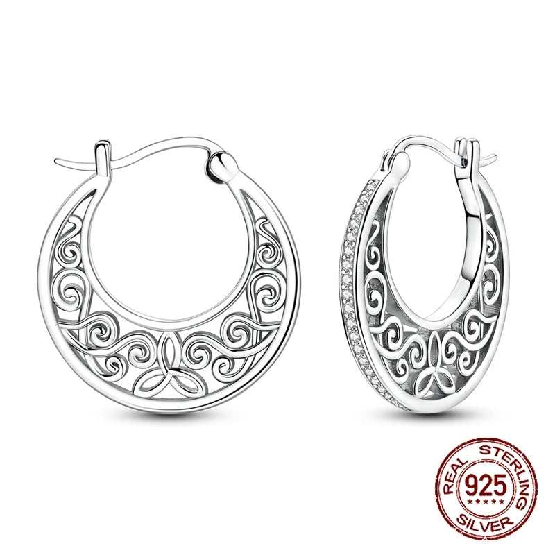 925 Silver Retro Pattern Stud Earrings