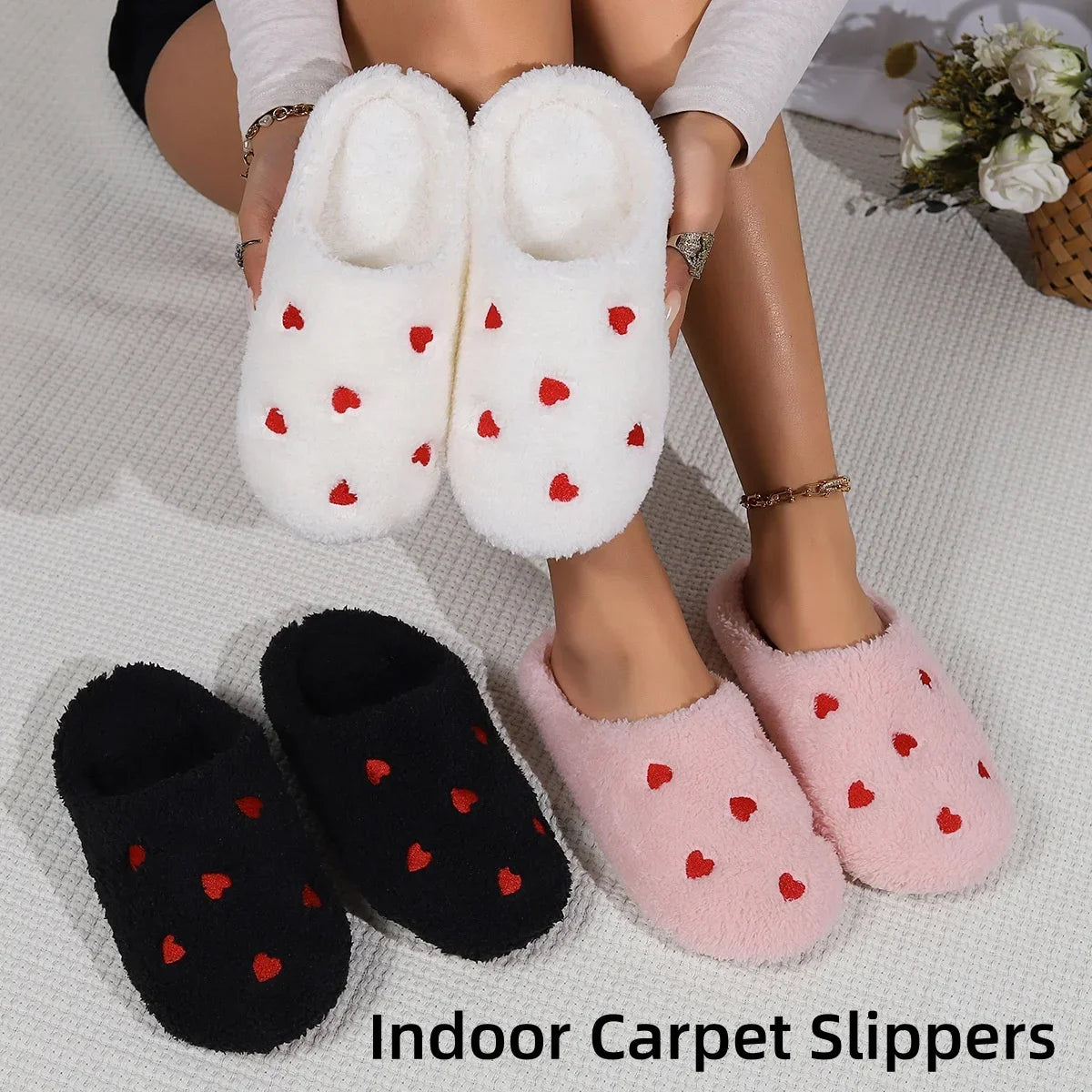 Heart Plush Slippers