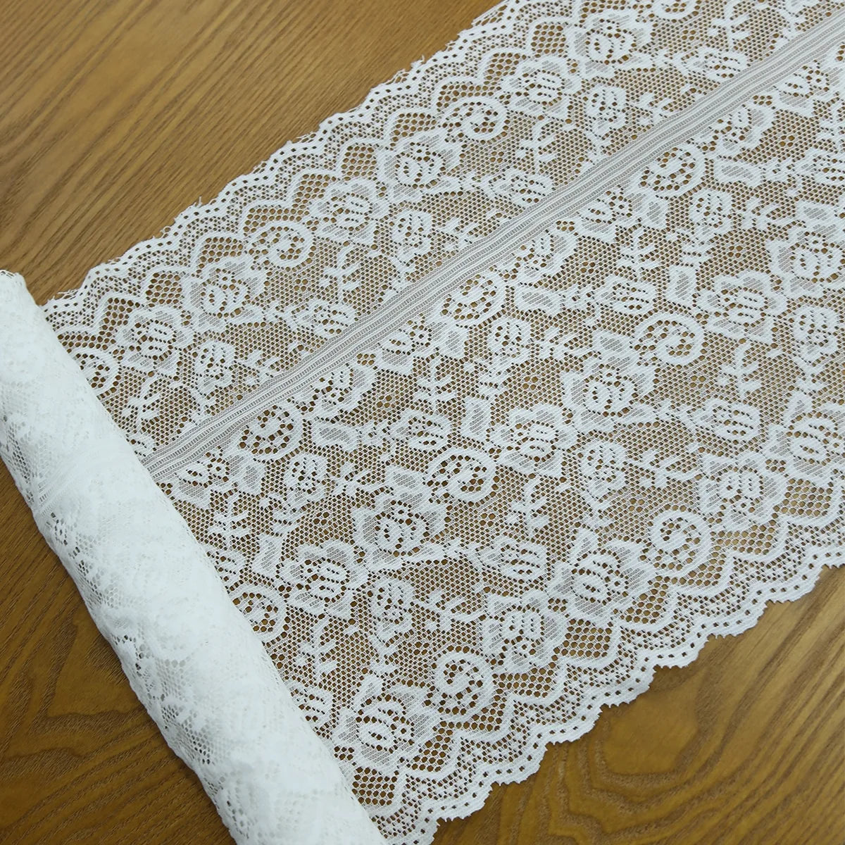 White Rose Lace Table Runner