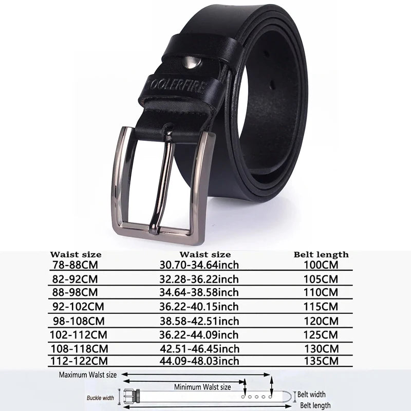 Men's Cowhide Leather Jeans Belt