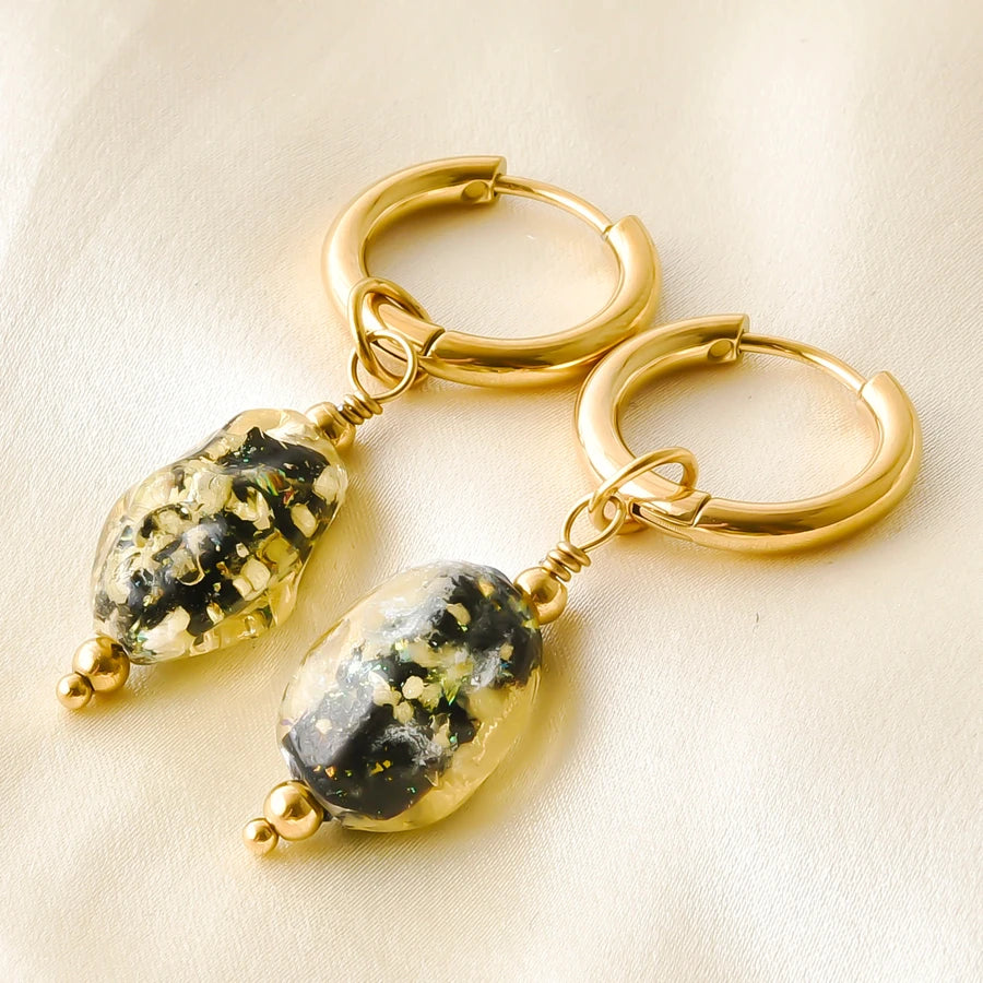 Colorful Glass Bead Huggie Hoops