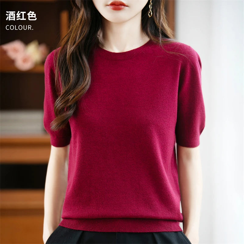 100% Merino Wool Short Sleeve Sweater