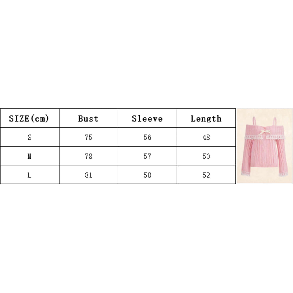 Off-Shoulder Bow Lace Knit Sweater