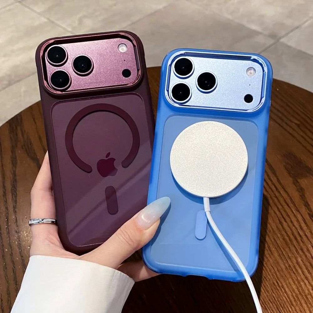 ✨ Clear Crystal Magnetic Wireless Charging Case