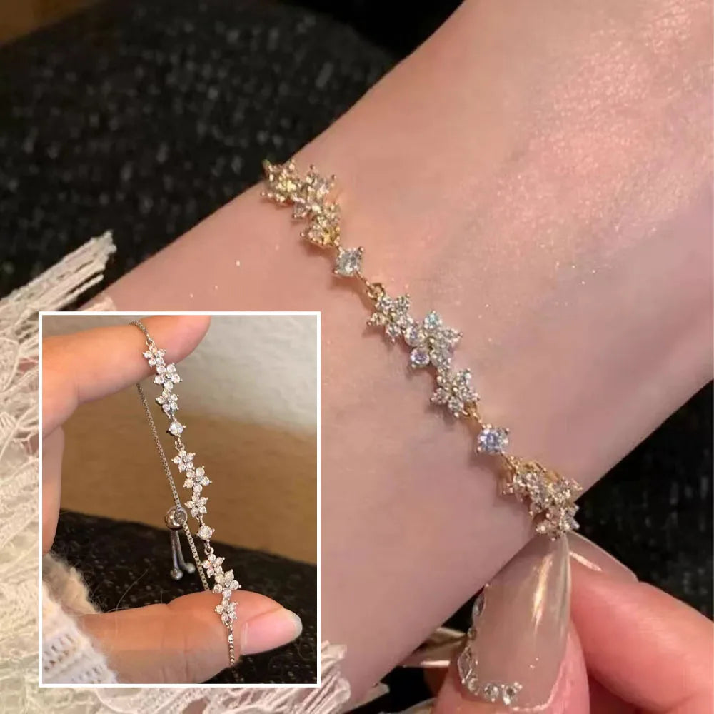 🌸 Zircon Flower Alloy Bracelet