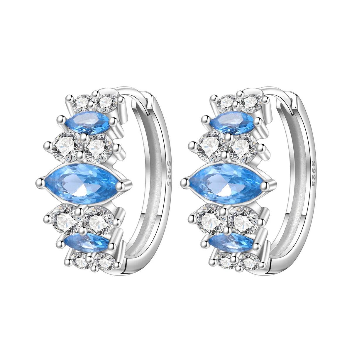 925 Silver Vine Heart Black Zircon Hoops