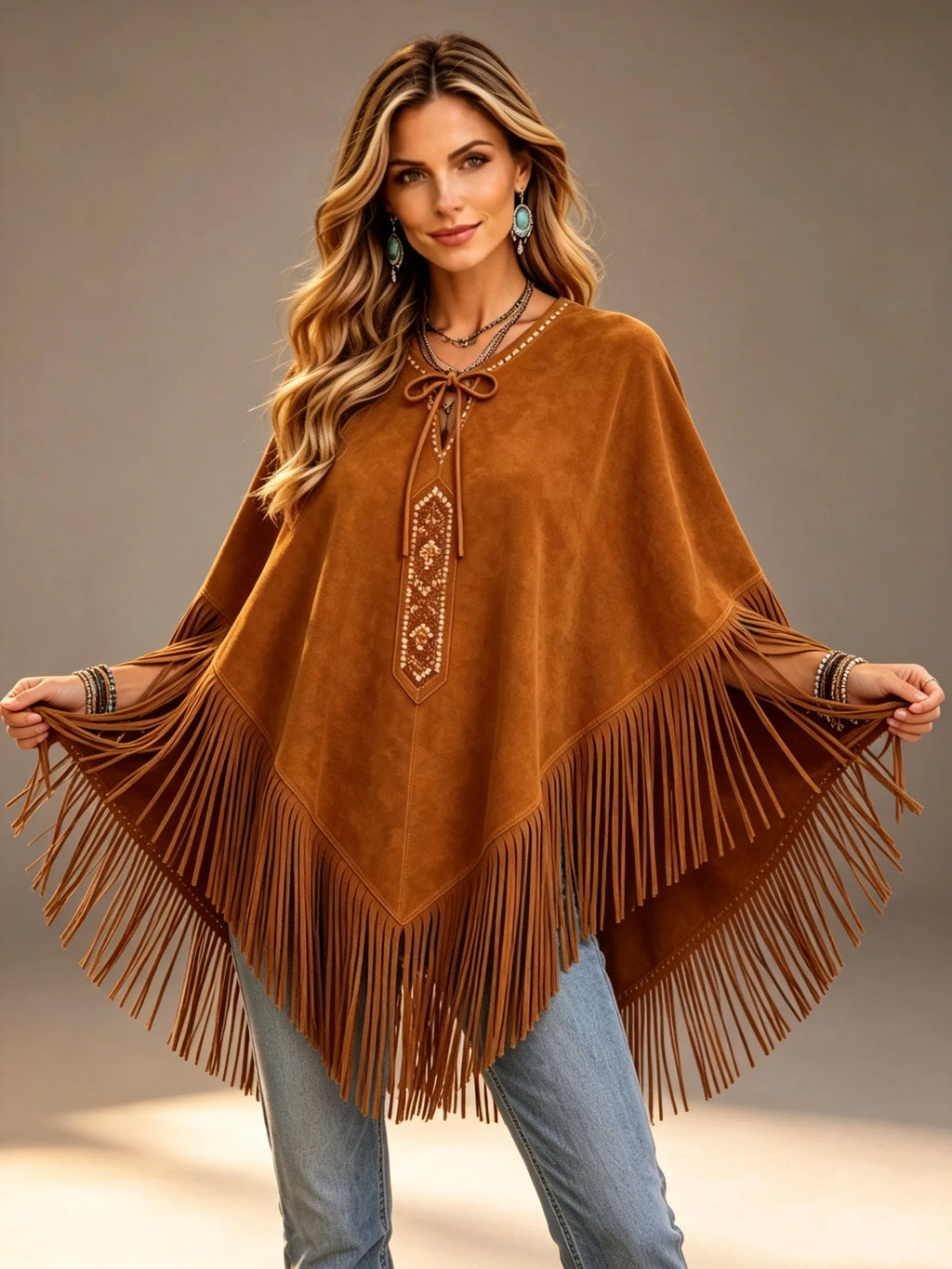 Boho Tassel Patchwork Cape Jacket