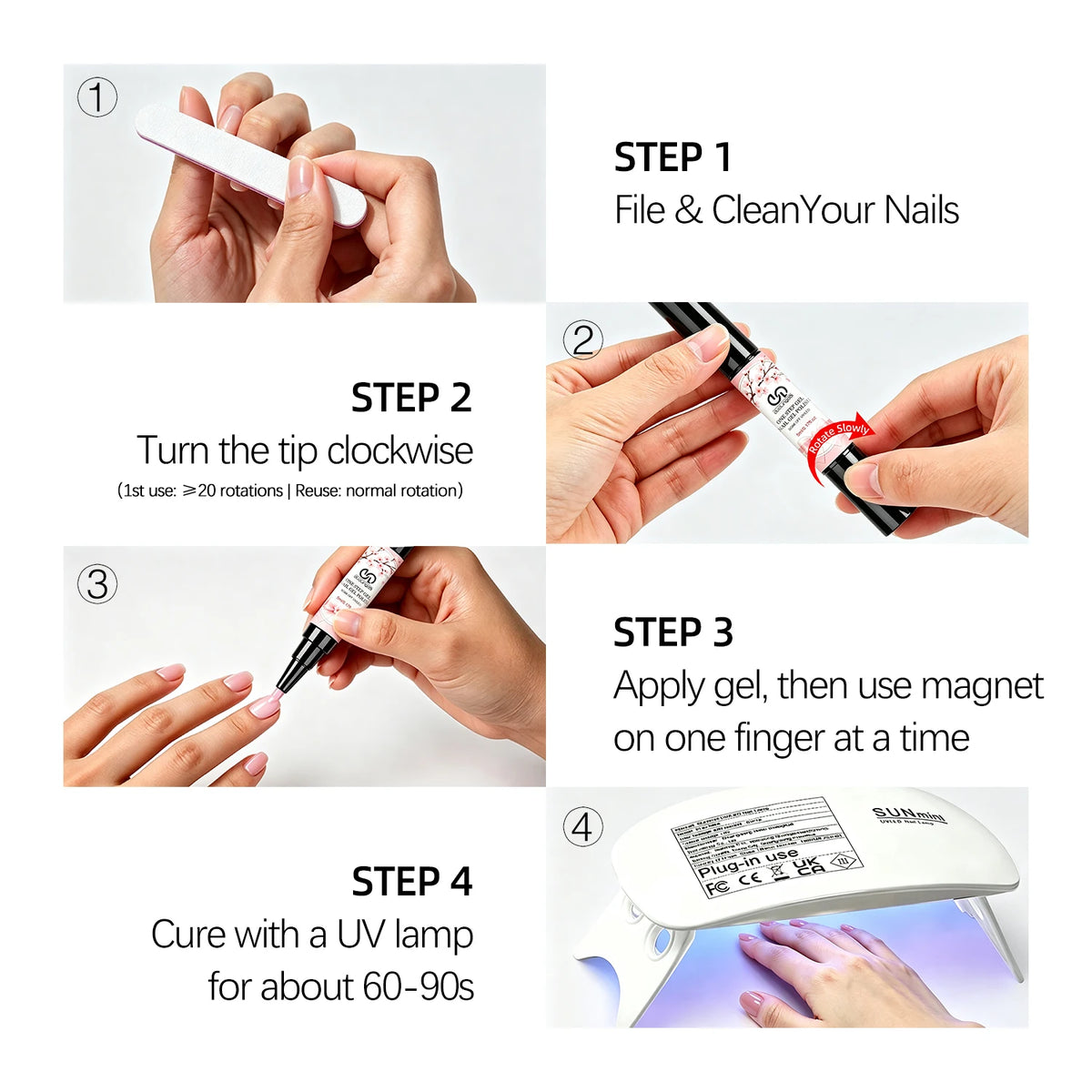 3-in-1 Gel Nail Polish – 6 Colors