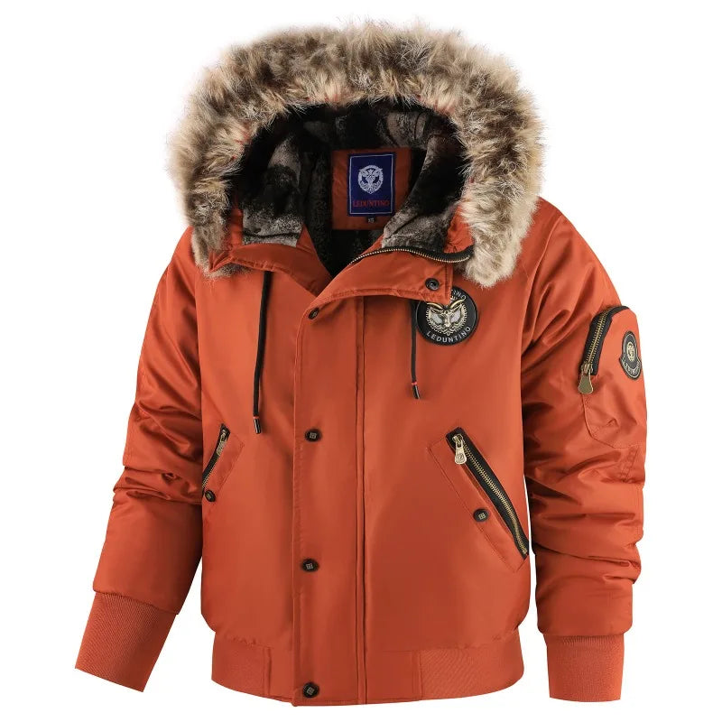 Men's Fur Collar Hooded Down Jacket