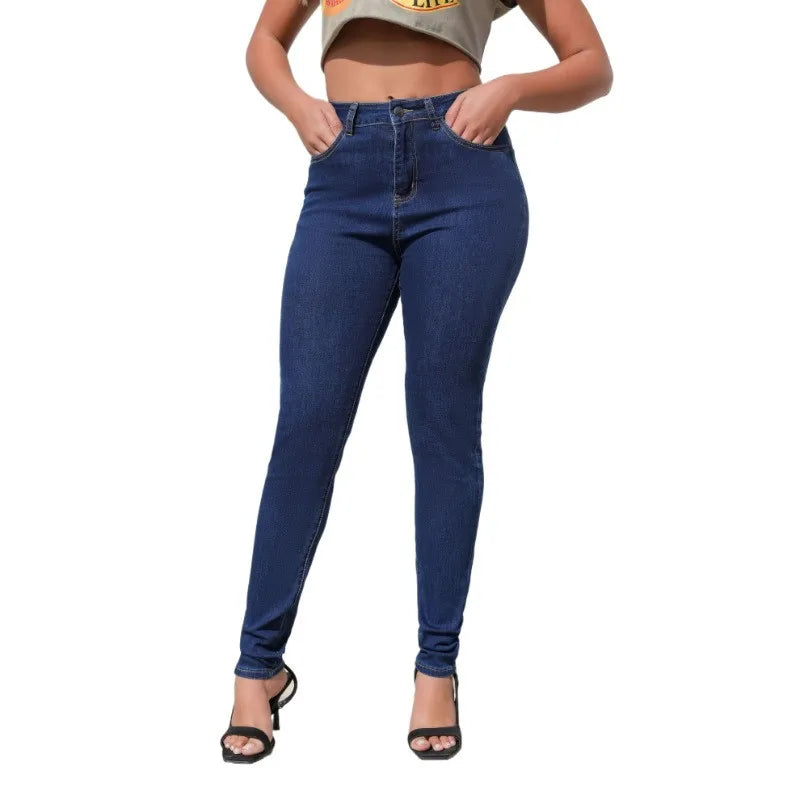 High Waist Washed Pencil Jeans
