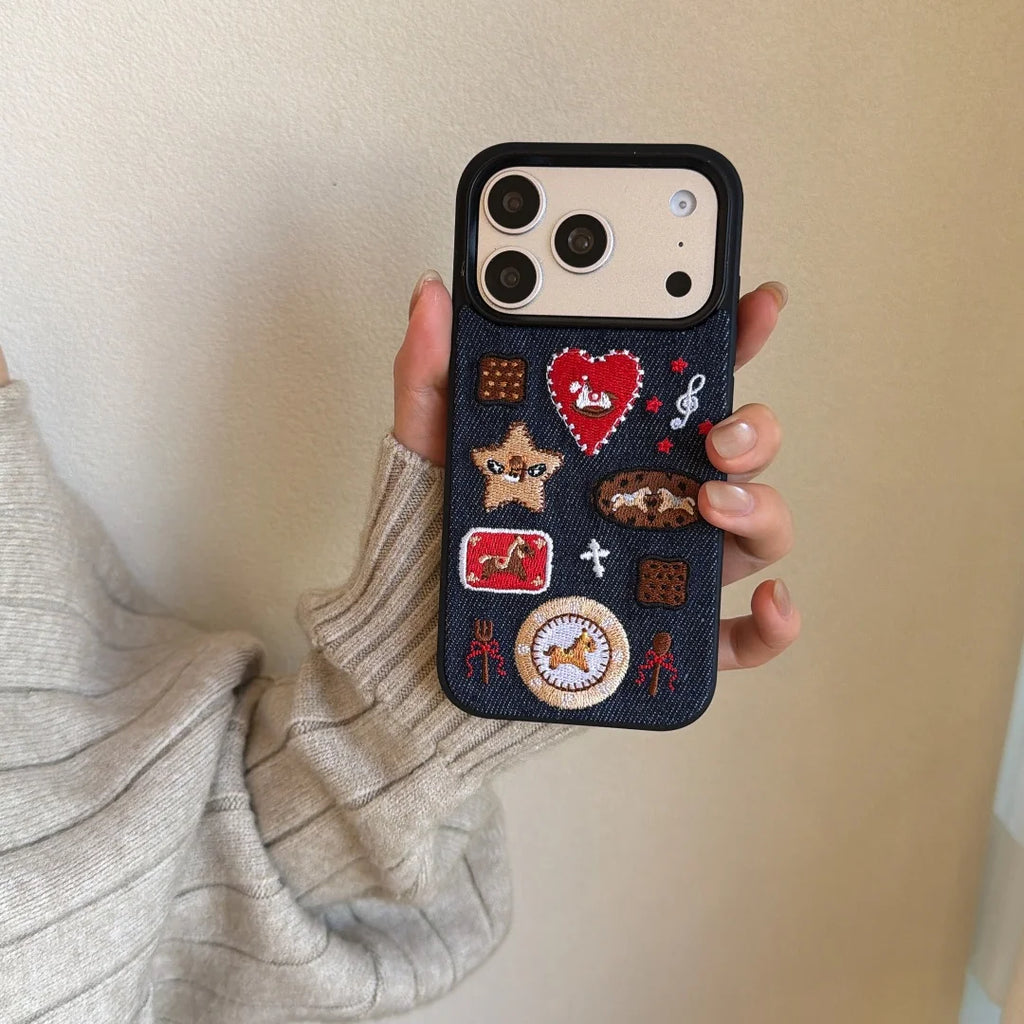 Embroidered Denim iPhone Case