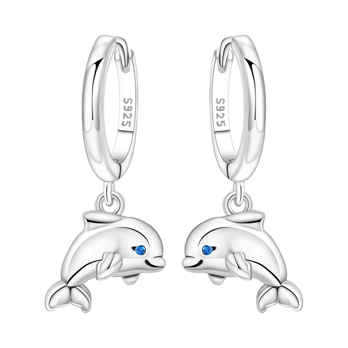 925 Silver Blue Betta Fish Earrings