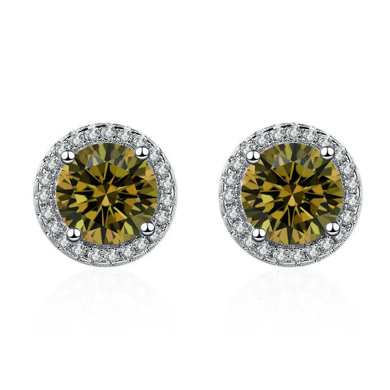 925 Silver Colored Zircon Stud Earrings