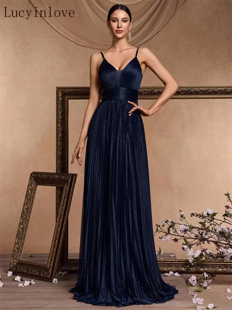 Backless Deep V-Neck A-Line Gown