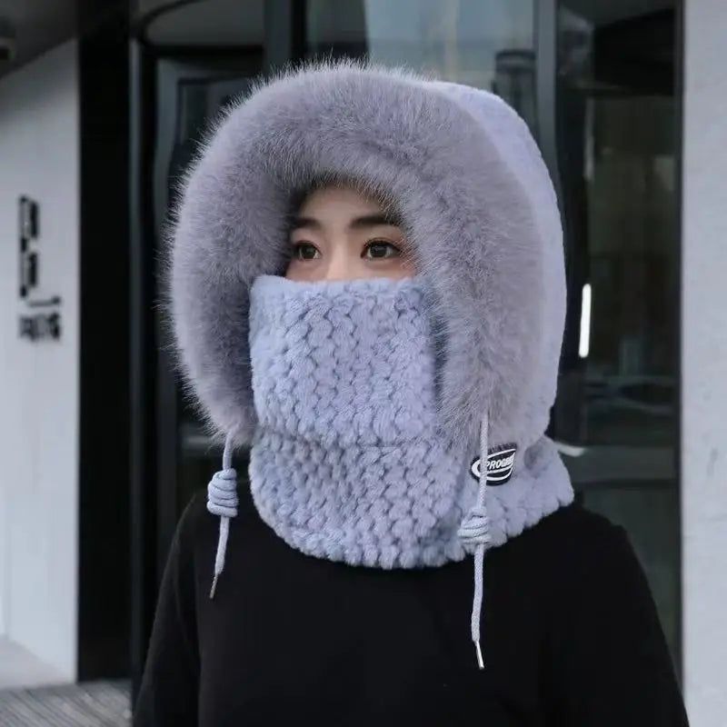 Women's Plush Hat, Scarf & Mask Set