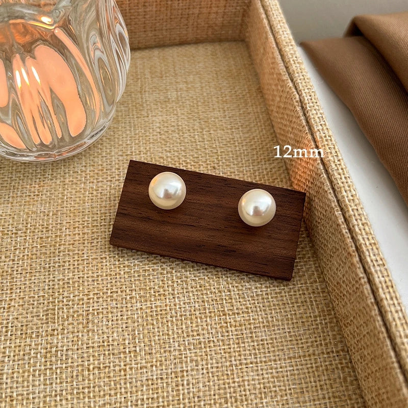 Classic White Pearl Stud Earrings