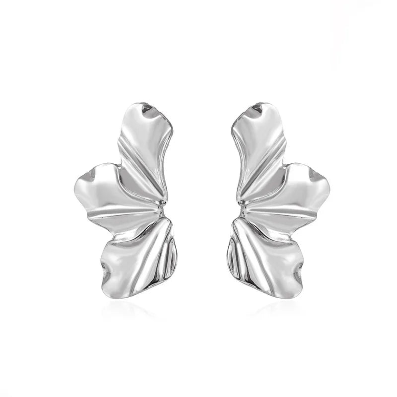Gold Half Flower Stud Earrings