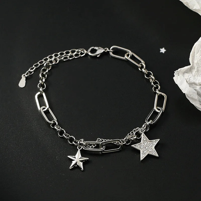 ⭕ S925 Zircon Double Circle Charm Bracelet