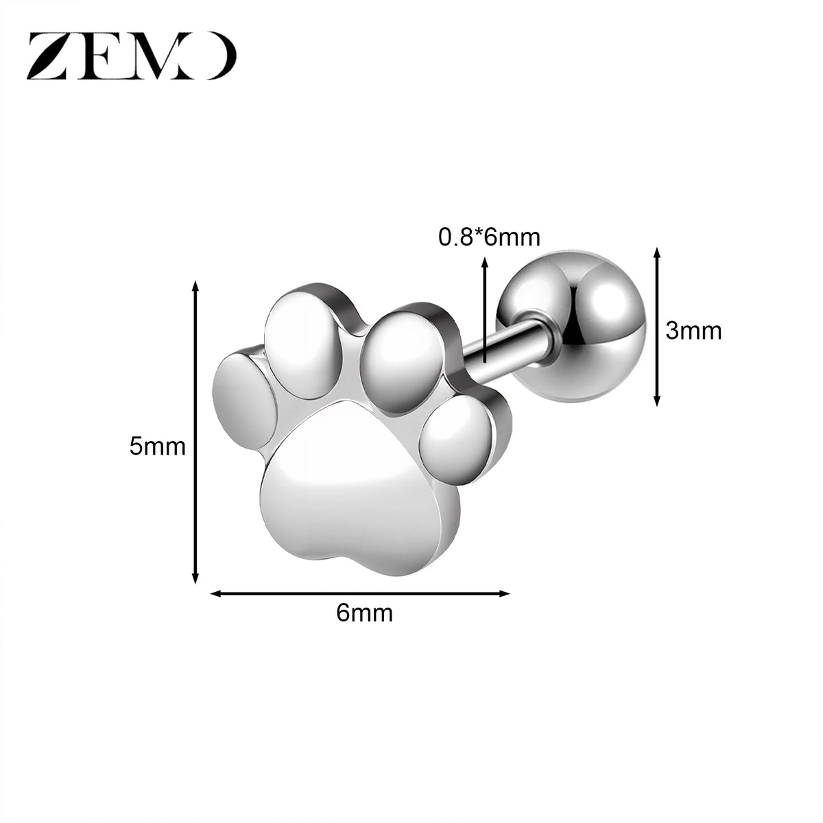 Cute Cartilage Stud Earring (20G, 1 Pc)