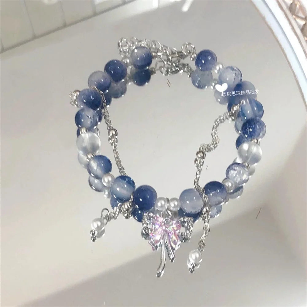 Crystal Flower Tassel Bracelet