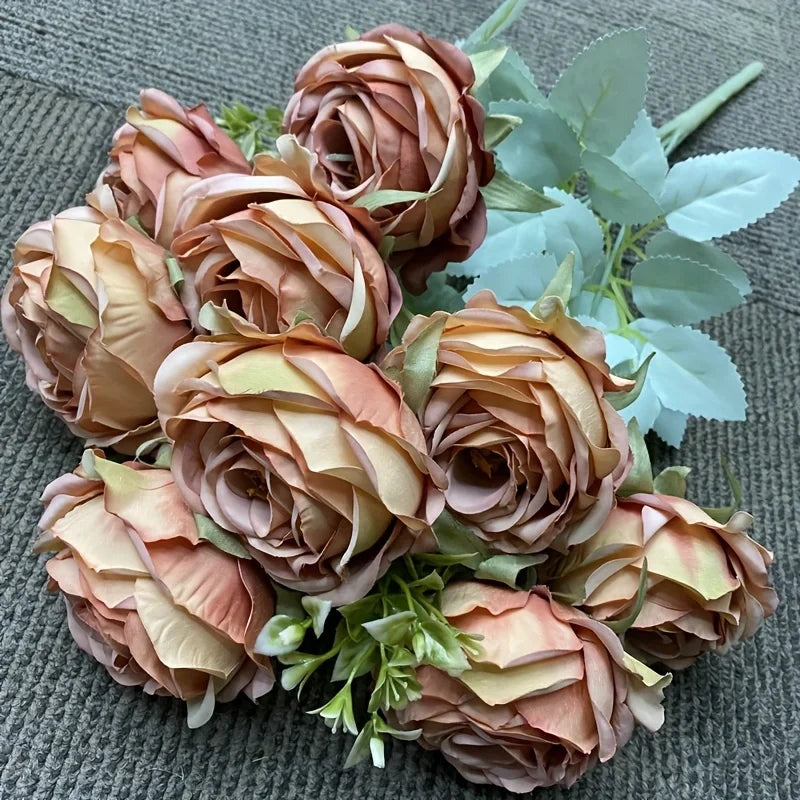9-Head Artificial Rose Bouquet