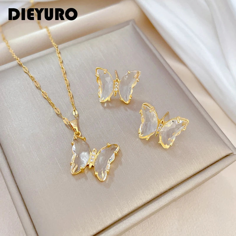 🦋 Butterfly Crystal Jewelry Set
