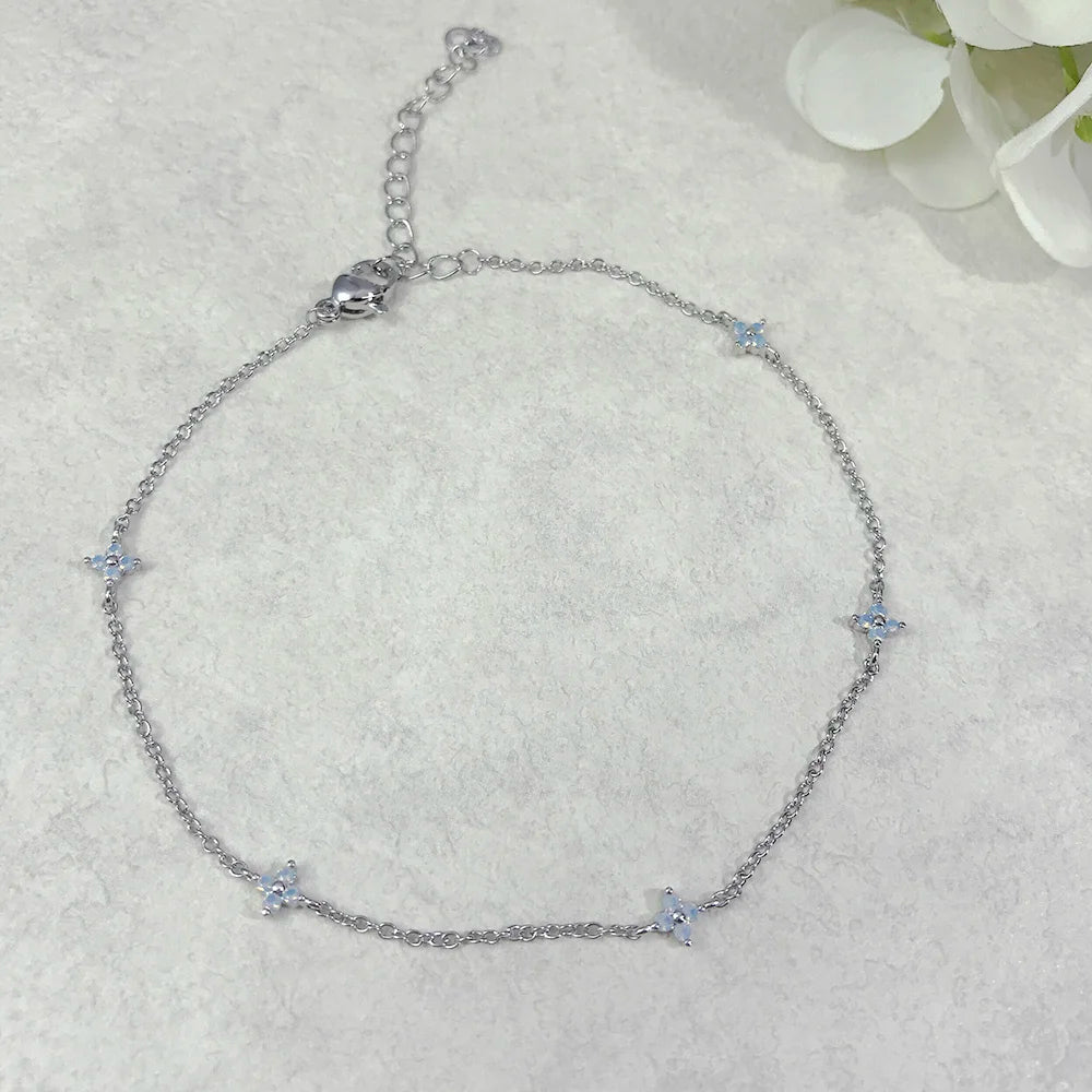 Four-Leaf Clover Crystal Anklet