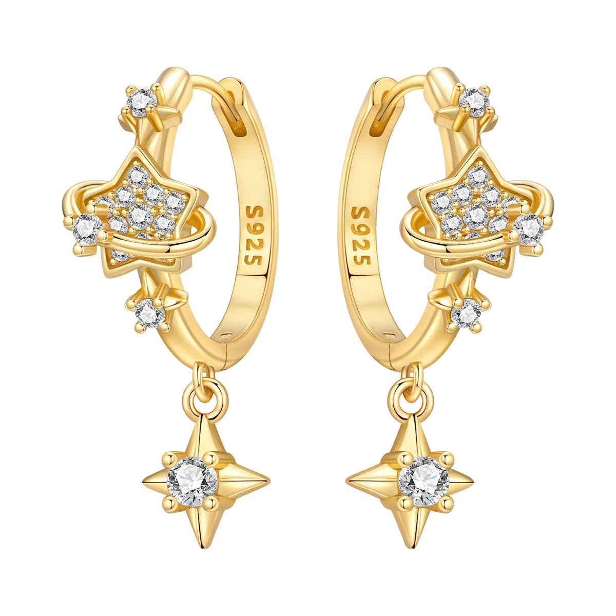925 Silver Evil Eye Hamsa Drop Earrings