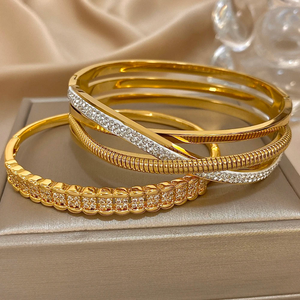 ✨ Rhinestone Open Cuff Bracelet Set