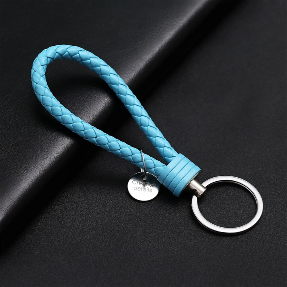 Braided Leather Rope Keychain