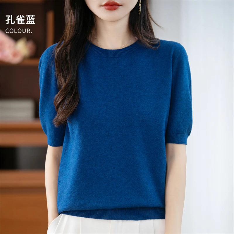 100% Merino Wool Short Sleeve Sweater