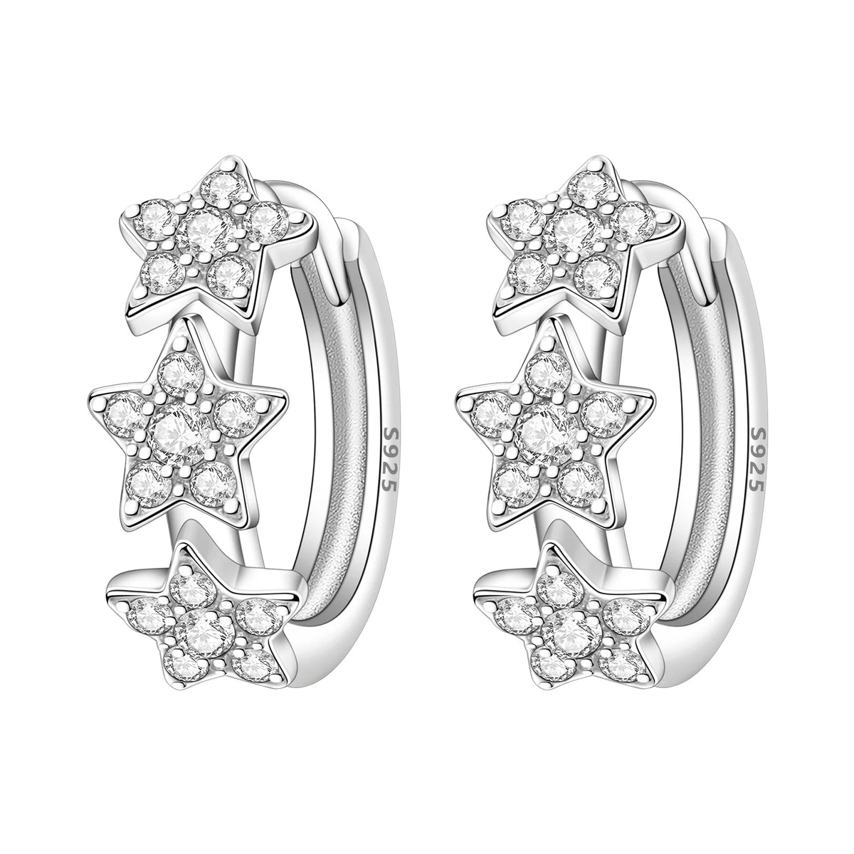 925 Silver Vine Heart Black Zircon Hoops