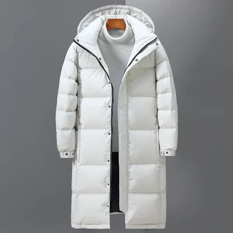 Men's Long White Duck Down Jacket