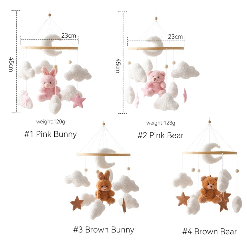 🐻 Wooden Bear Baby Crib Mobile