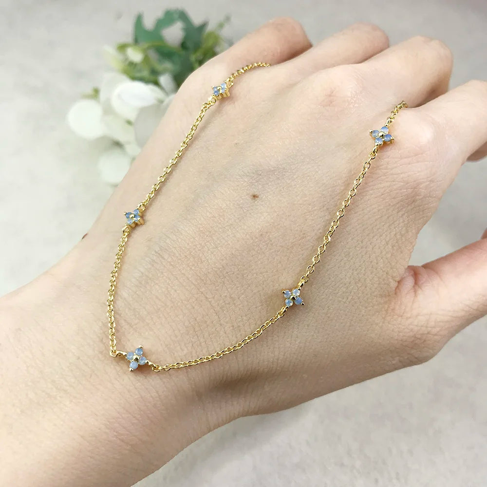 Four-Leaf Clover Crystal Anklet