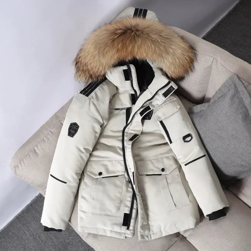 Men's Long Windproof Duck Down Coat