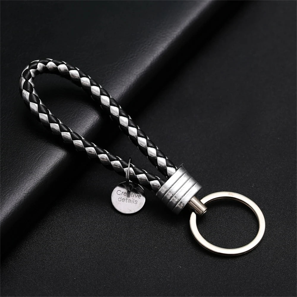 Braided Leather Rope Keychain