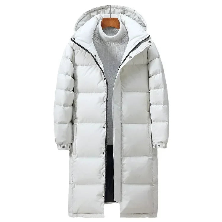 Men's Long White Duck Down Jacket