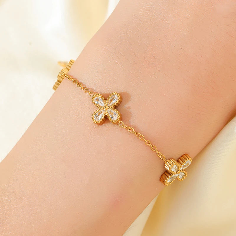 🌸 GANEMLY Flower Zircon Jewelry Set
