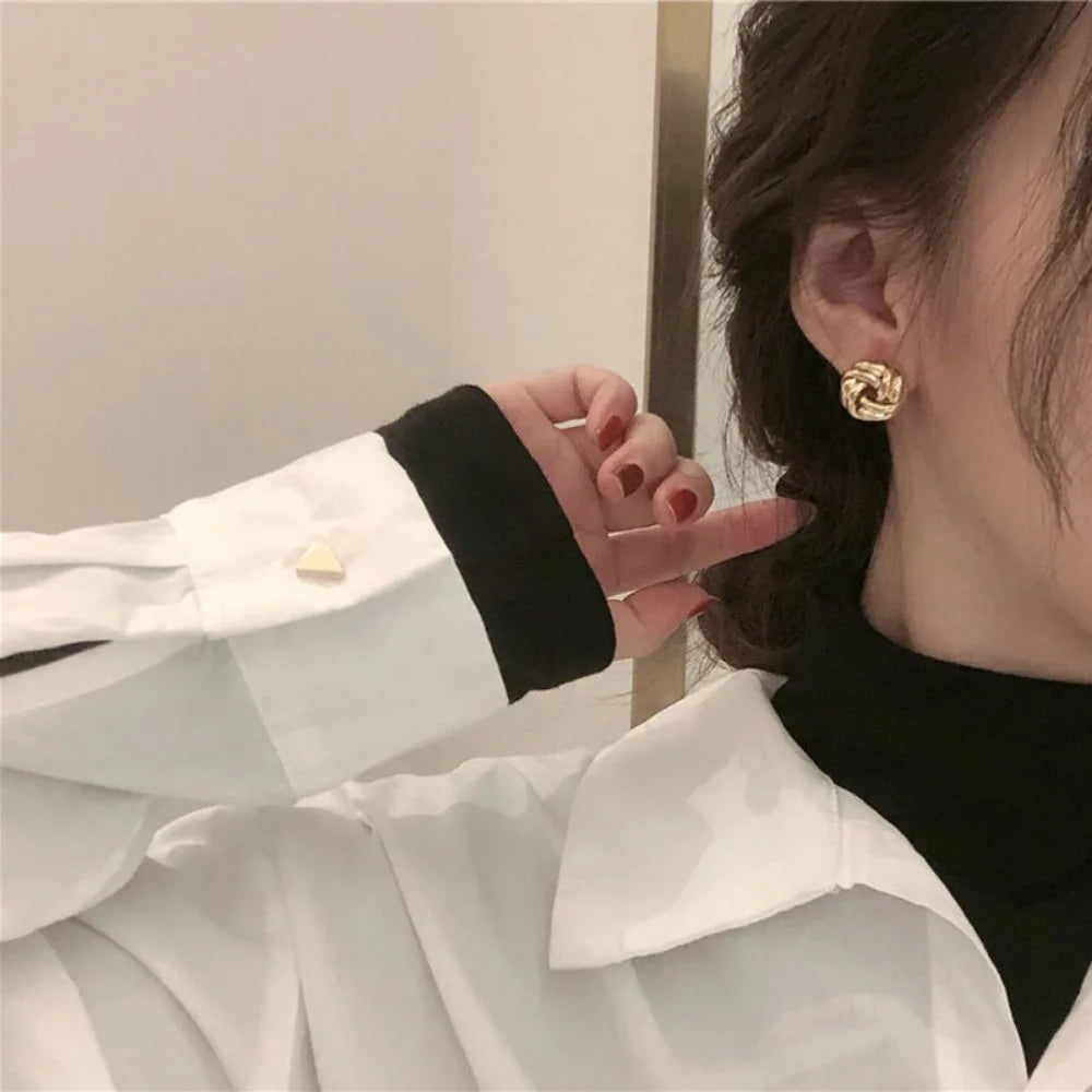 Tiny Gold Twist Stud Earrings