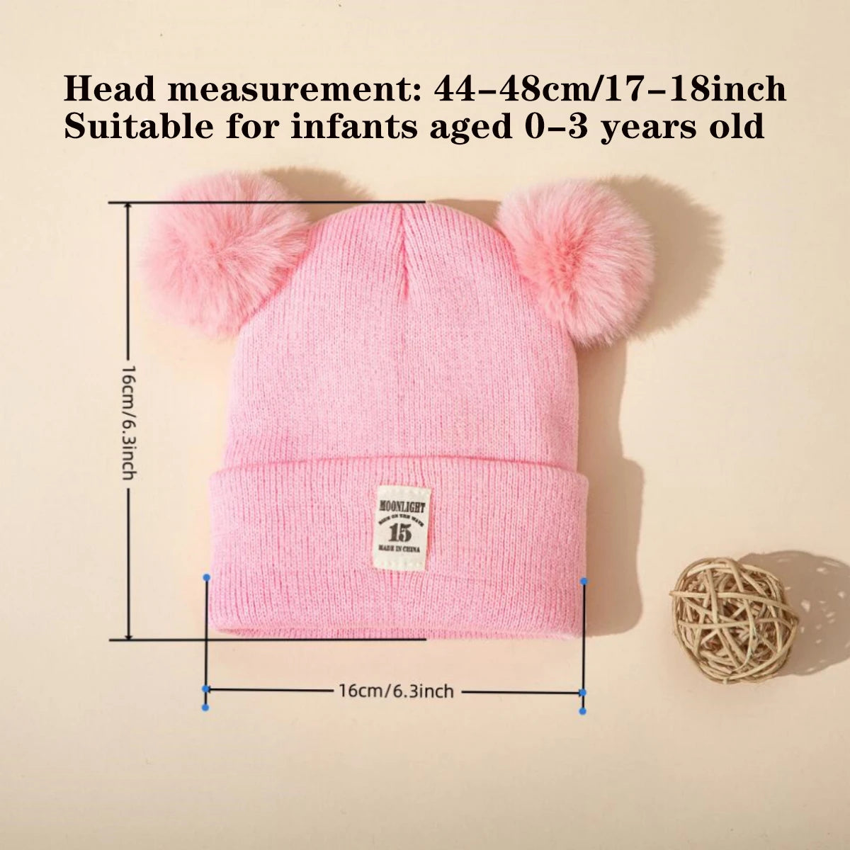 Baby Double Pom Knit Hat