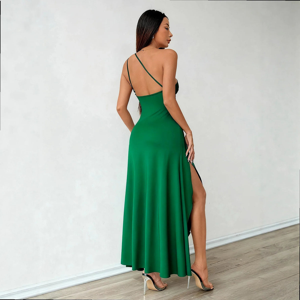 One-Shoulder Bodycon Evening Jumpsuit