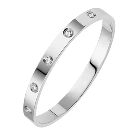💎 Stainless Steel Rhinestone Bangle Bracelet