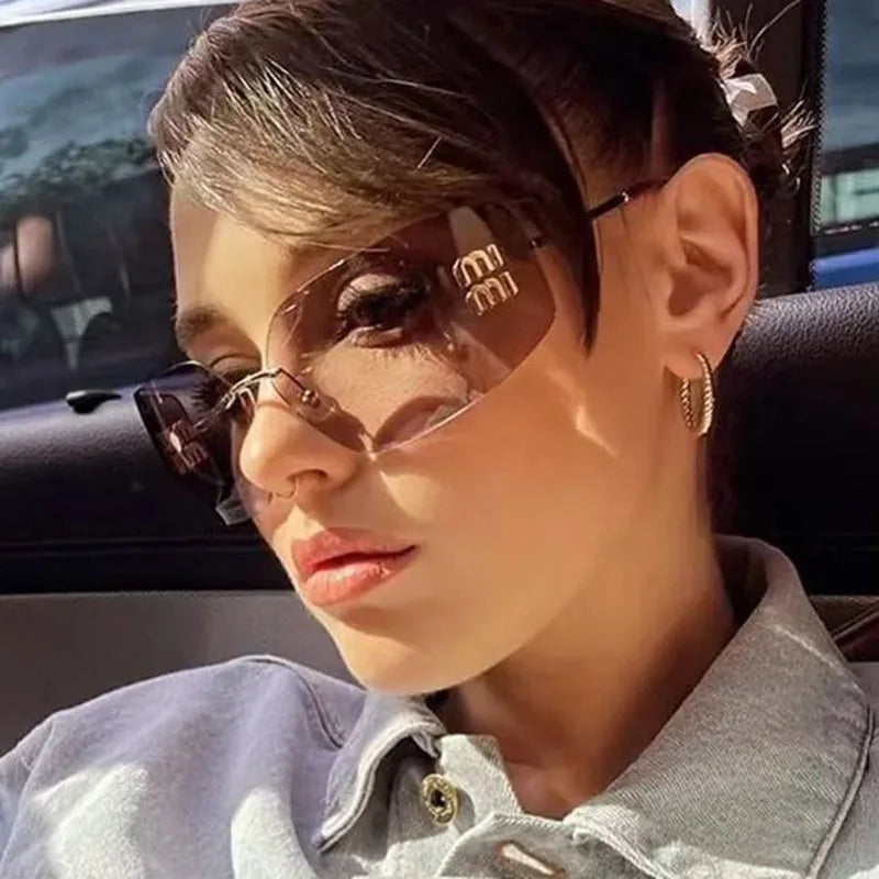 Retro Rimless Metal Sunglasses