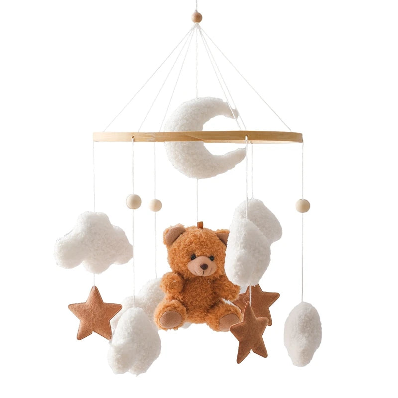 🐻 Wooden Bear Baby Crib Mobile