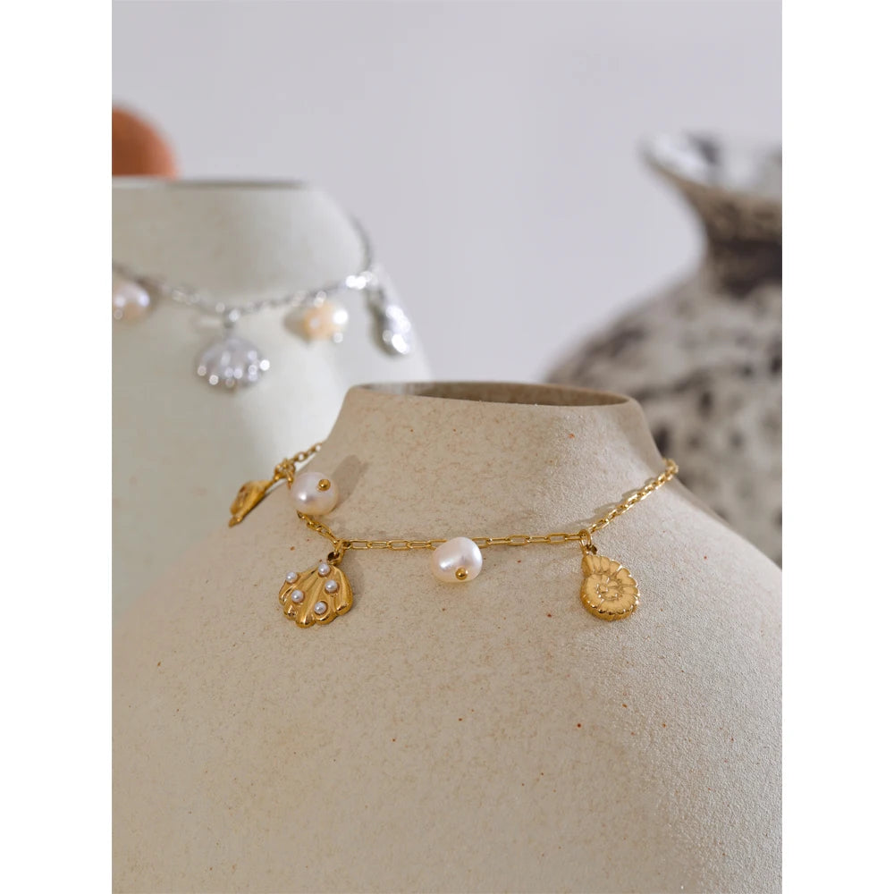 Ocean Shell & Dolphin Charm Anklet