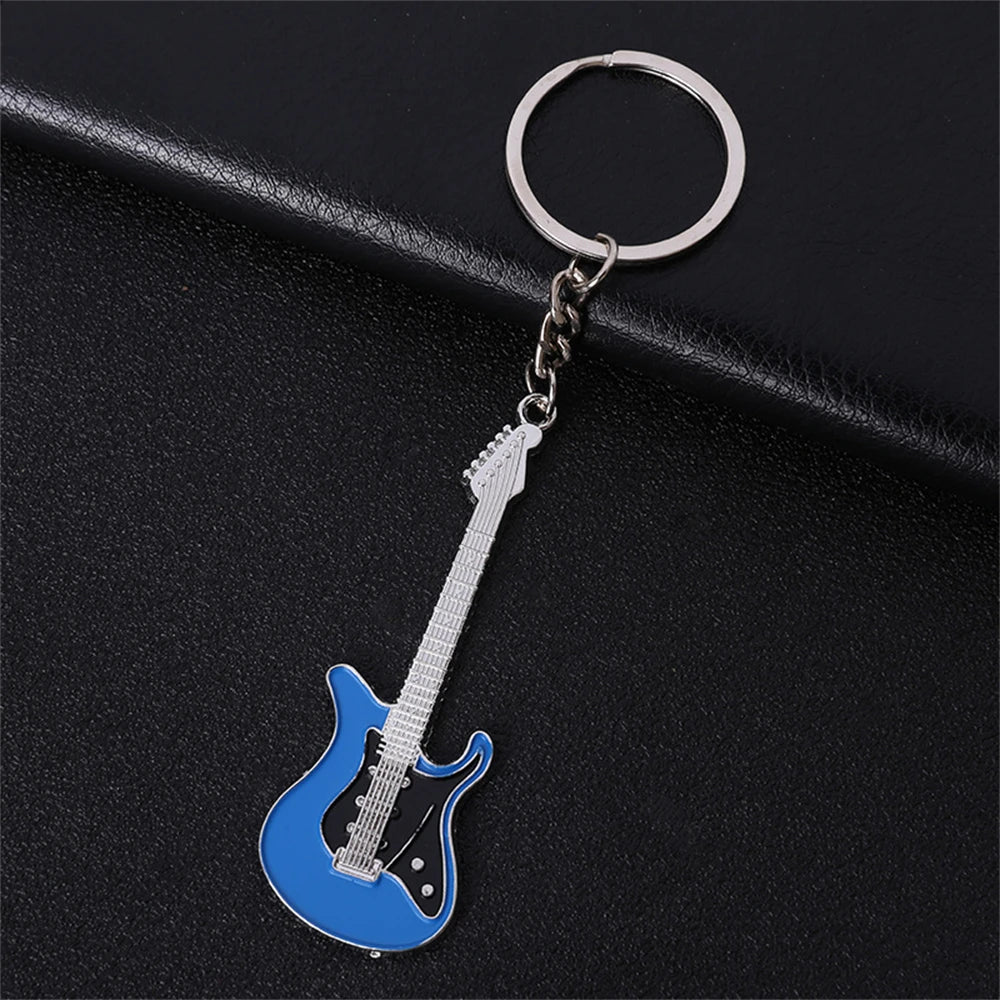 Rhinestone Mini Guitar Keychain