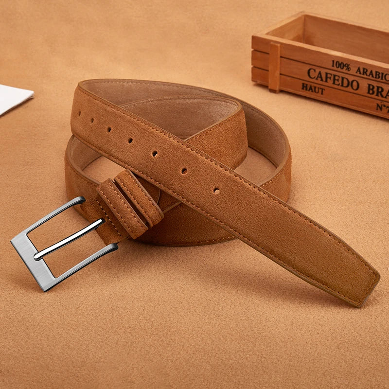 Plaid Suede Leather Pin Buckle Belt