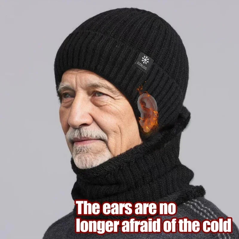 Men's Velvet-Lined Knit Hat with Ear Flaps