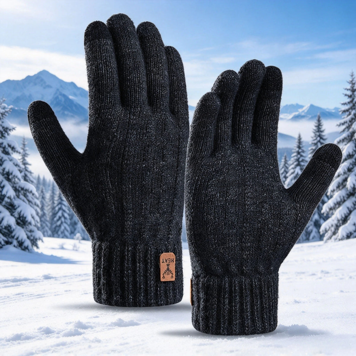 Men's Fleece-Lined Touchscreen Knit Gloves